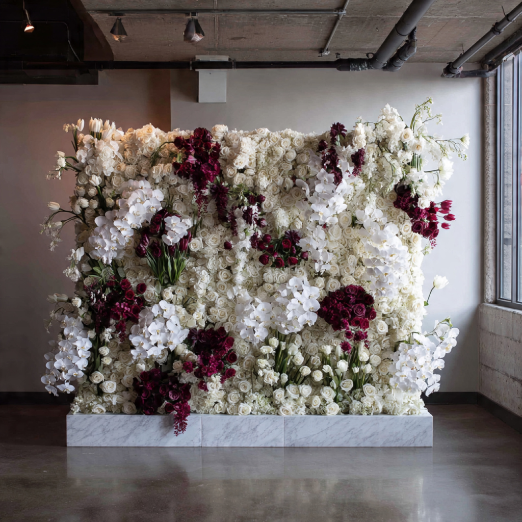 Monochrome Modern Wedding Flower Wall