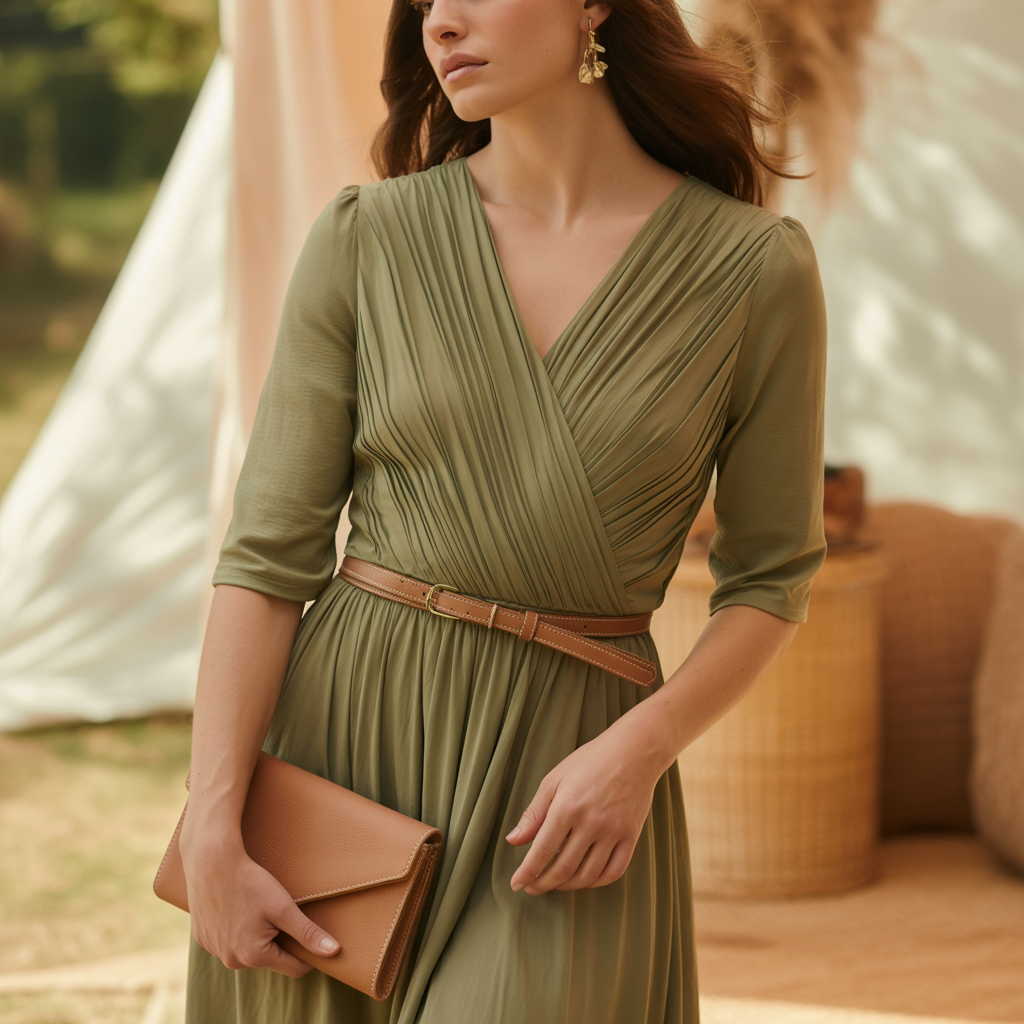 Olive Green Wrap Dress