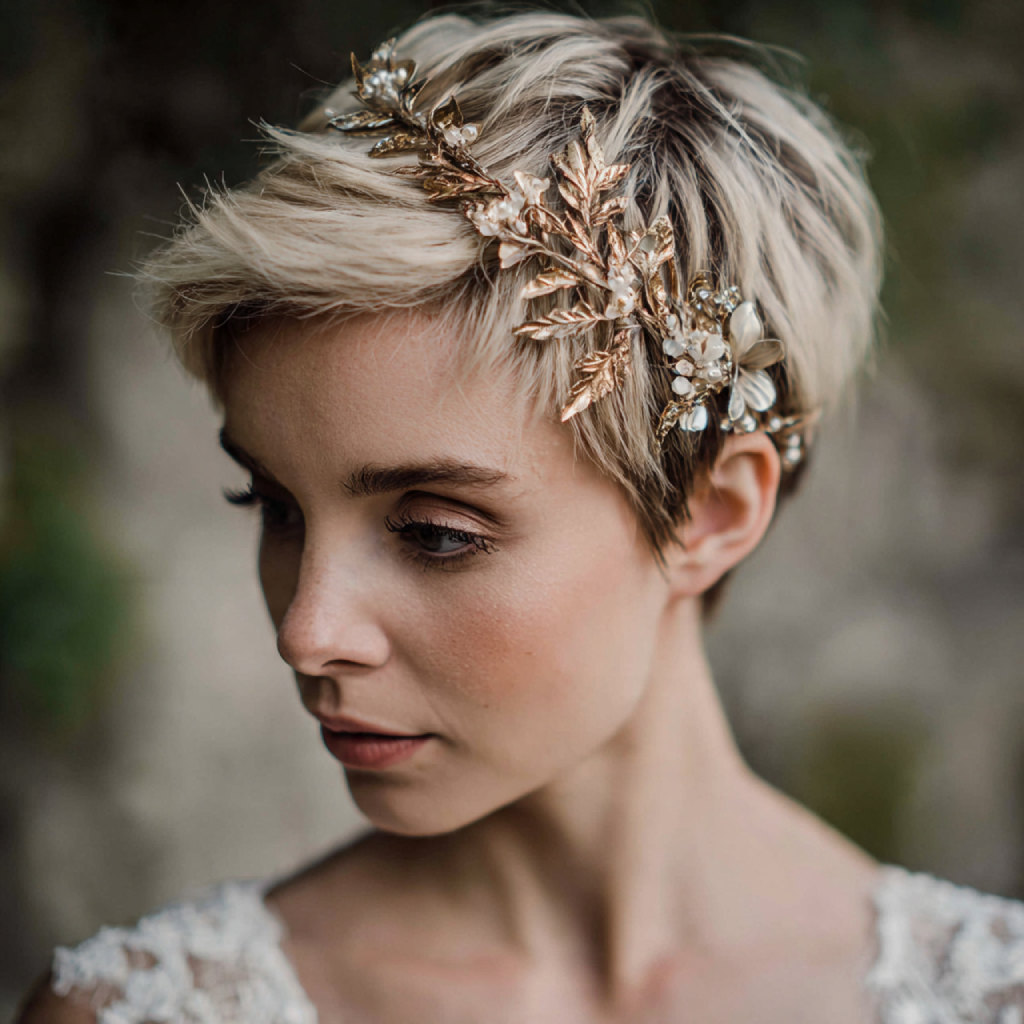 Pixie Cut with Botanical Accessories