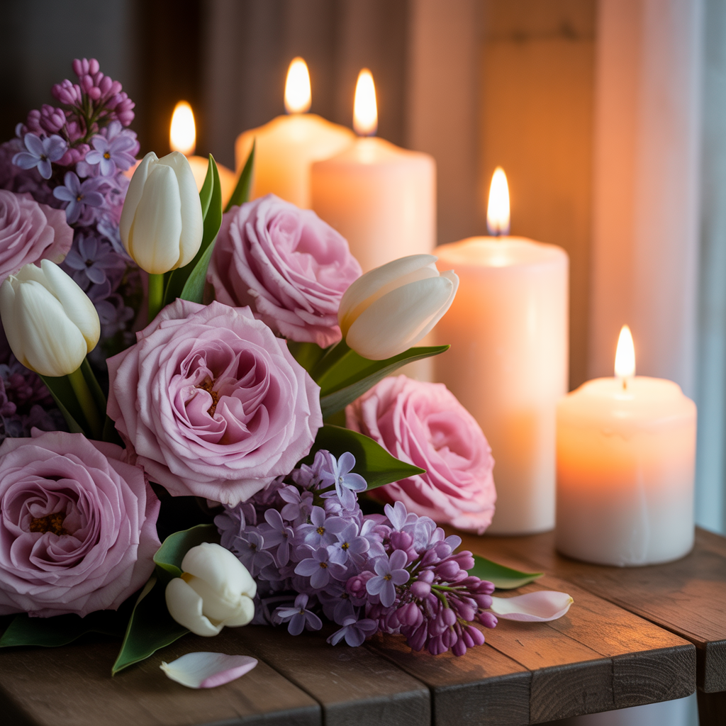 Romantic Candle and Flower Pairings