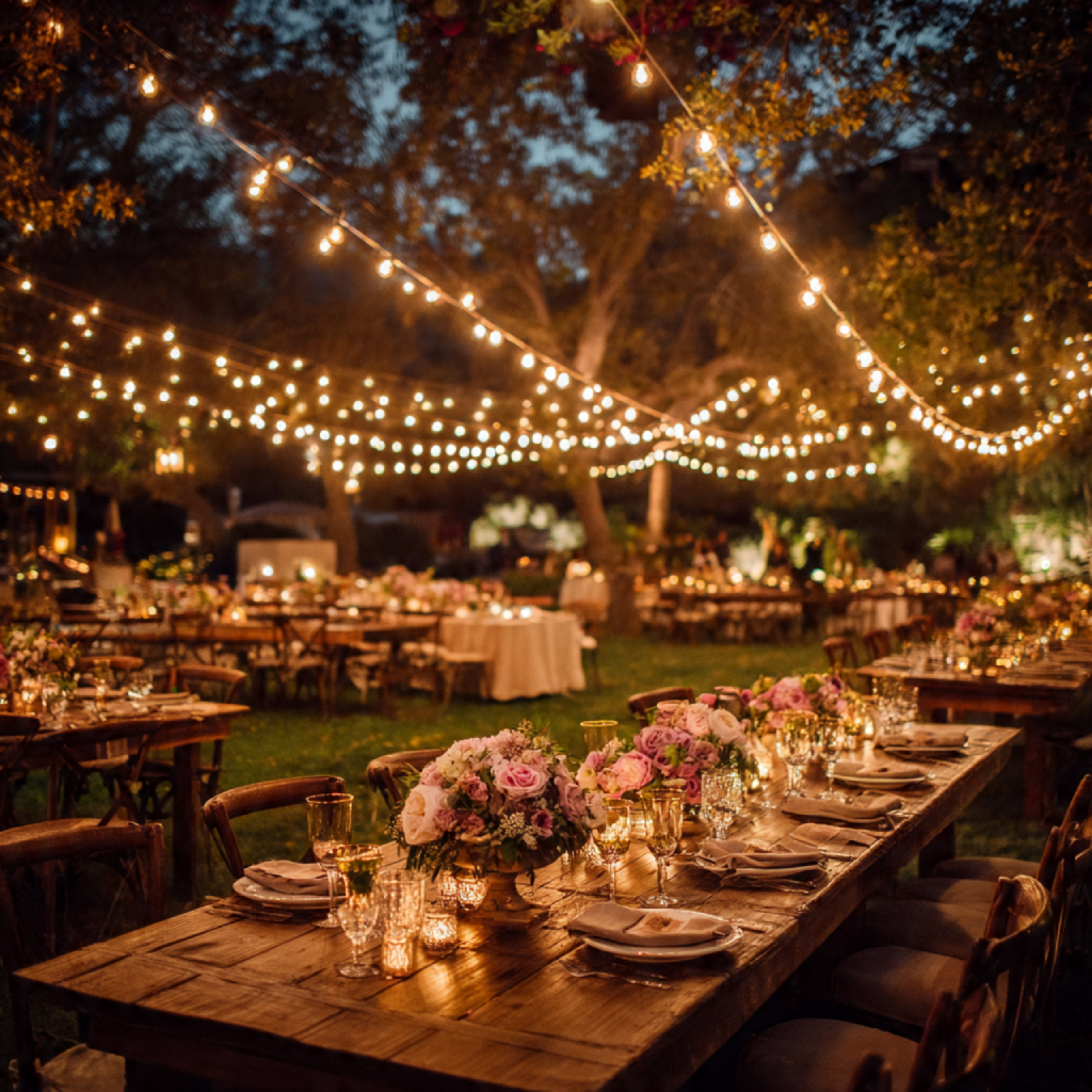 Romantic String Lights Draped Overhead