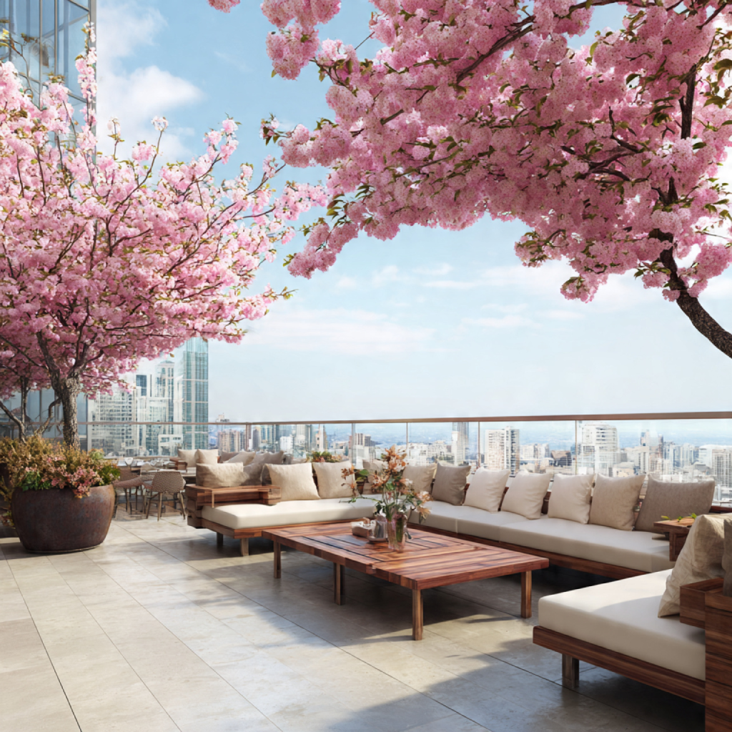 16 Elegant Spring Wedding Venue Ideas for Every Couple’s Style 8 Rooftop Terrace with Spring Cityscape Views