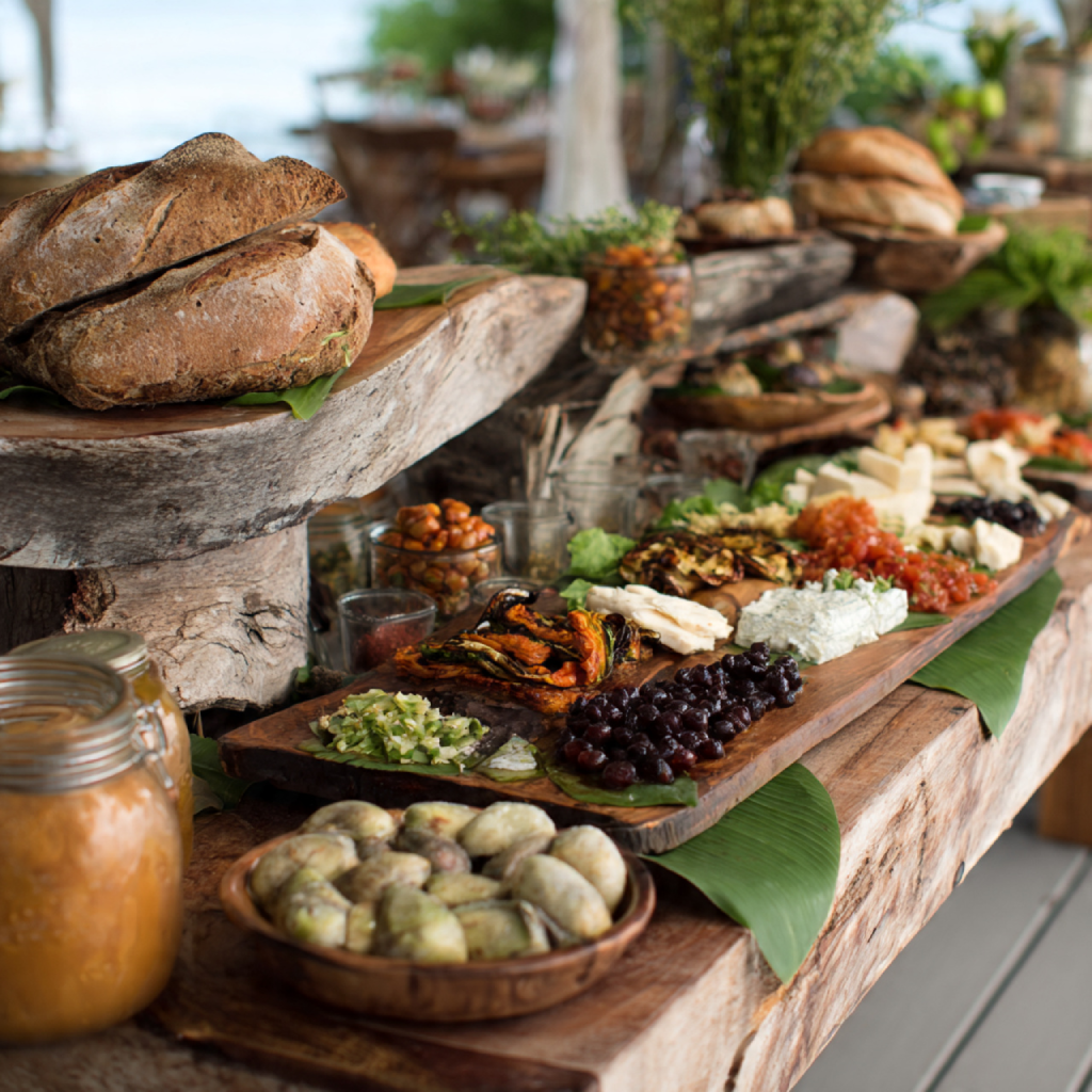 Rustic Beach-Style Buffet with Local Produce