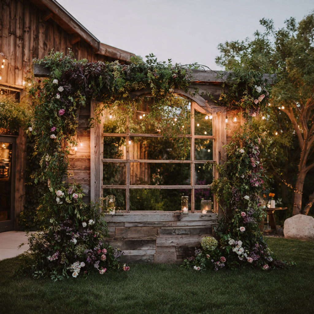 Rustic Wooden Frame with Floral Accents