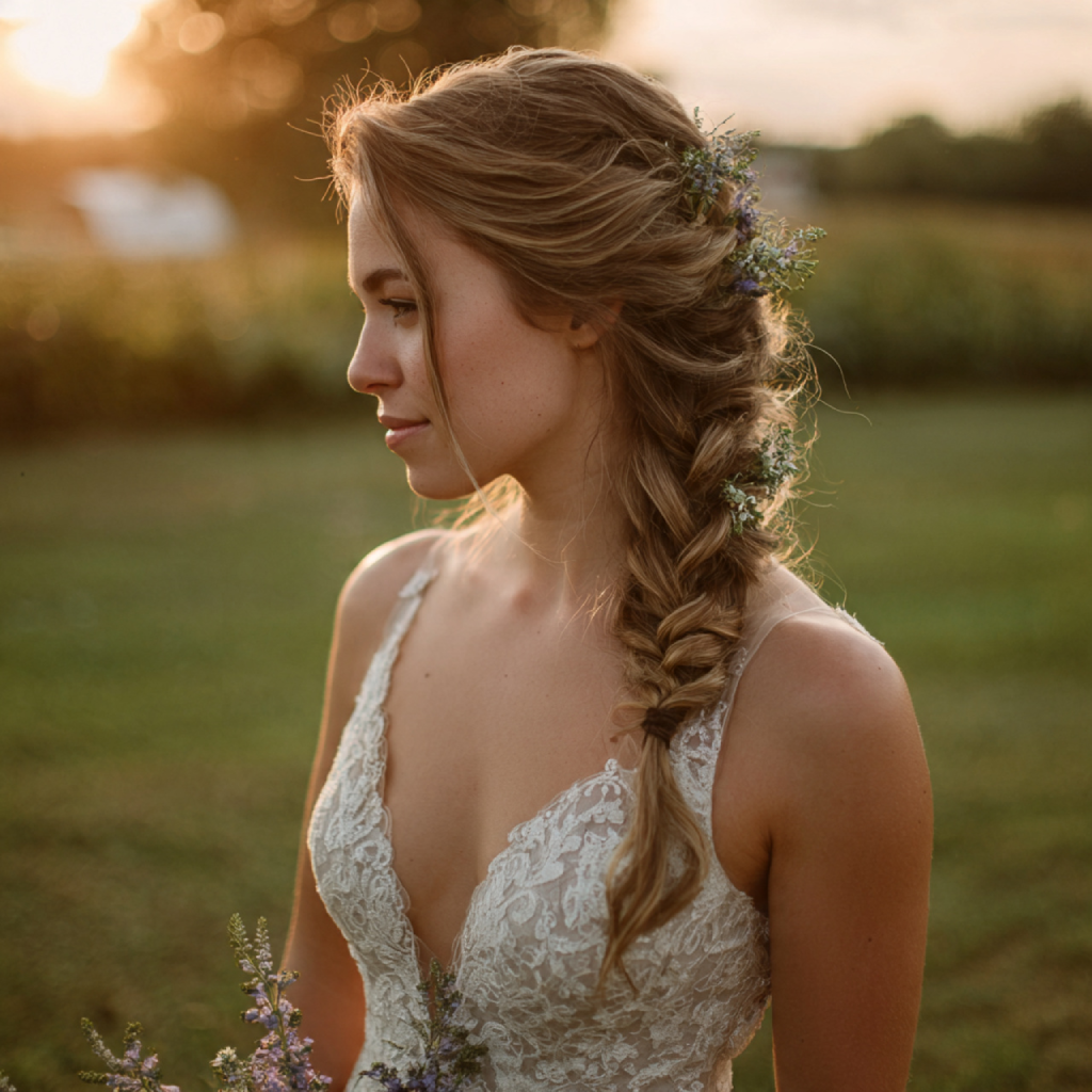 Side Braid with Flowers
