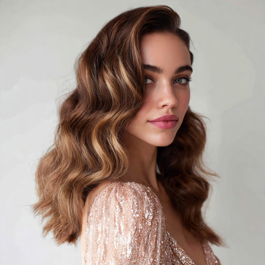 Side-Swept Waves Backyard Wedding Hairstyle Ideas