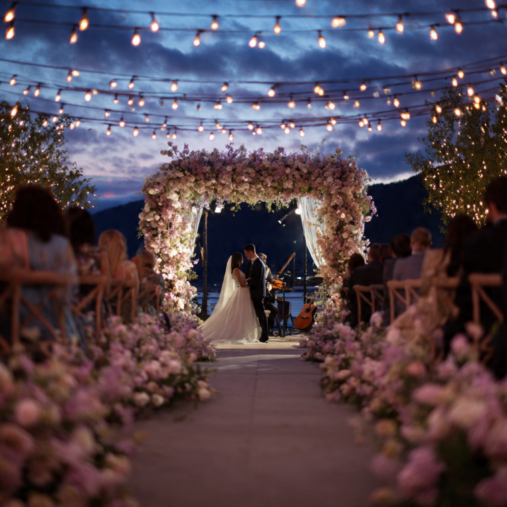 Spotlights for Focal Points outdoor wedding lighting