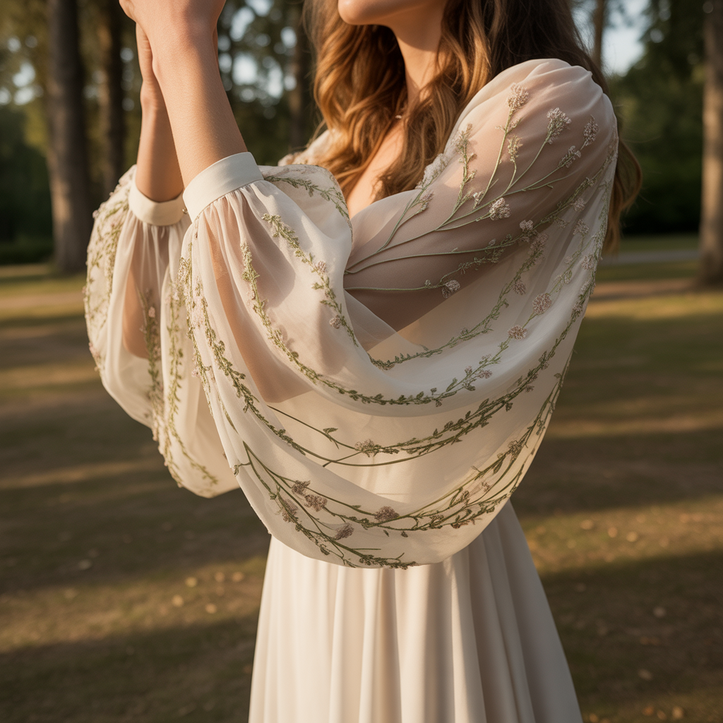 Statement Sleeves with Nature-Inspired Detail