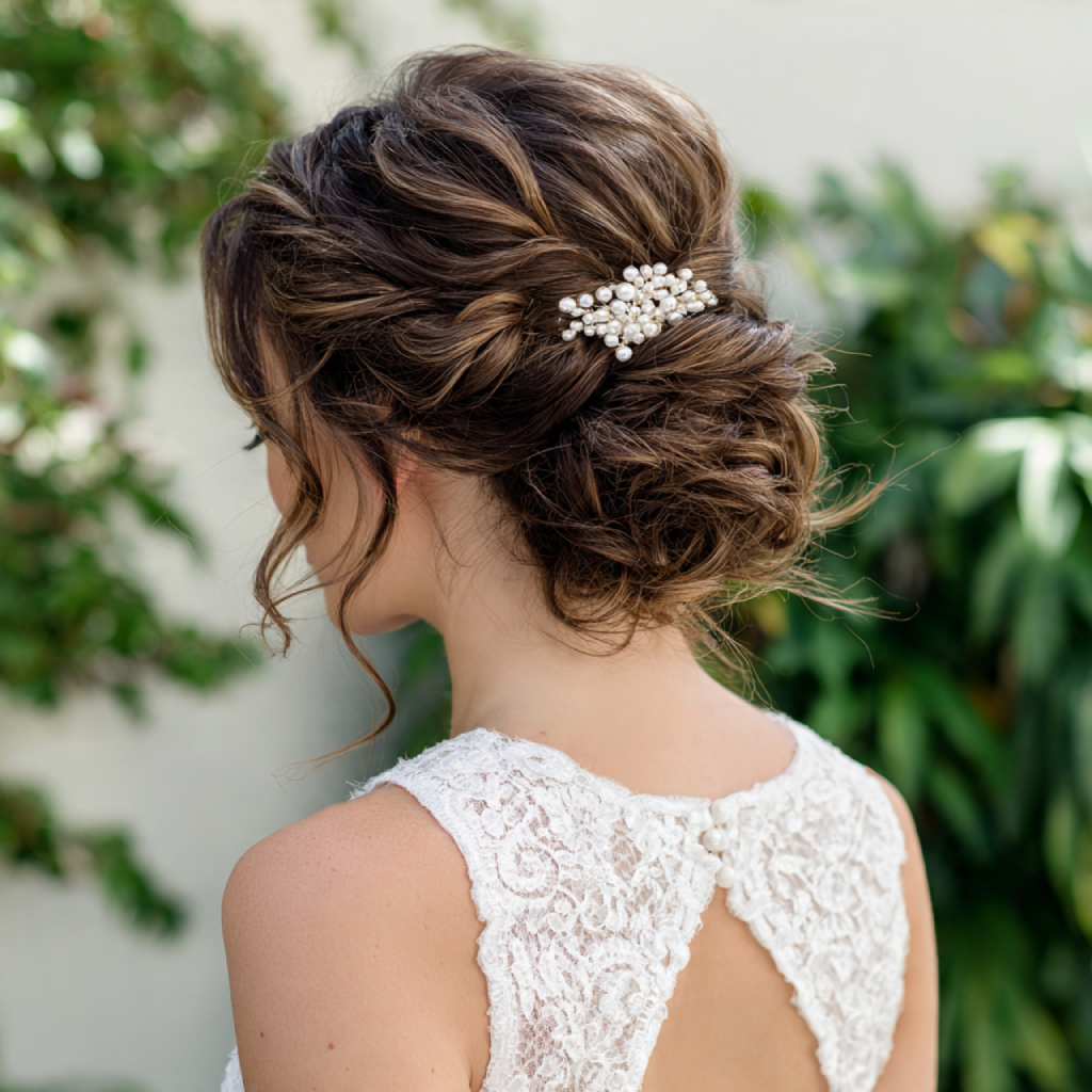 Textured Updo Backyard Wedding Hairstyle Ideas