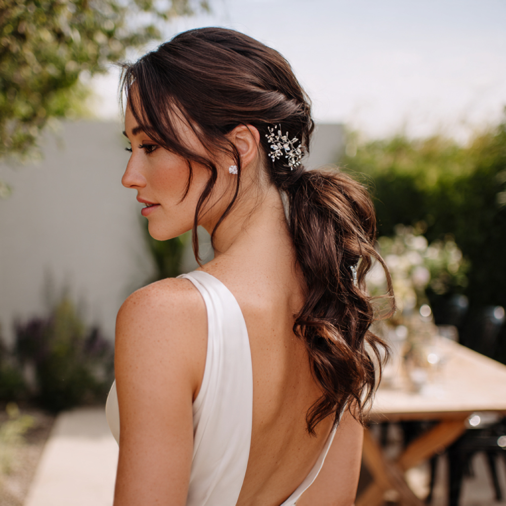 Twisted Ponytail Backyard Wedding Hairstyle Ideas
