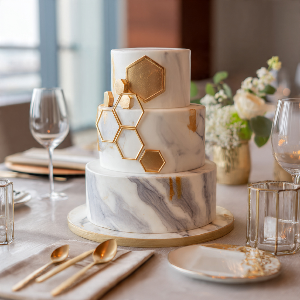 Watercolor Painted Small Wedding Cakes