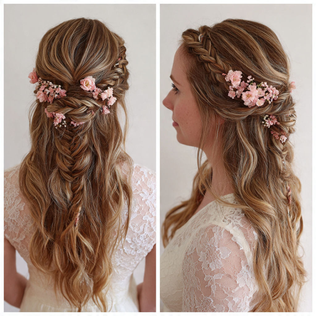 Waterfall Braid with Tiny Blooms
