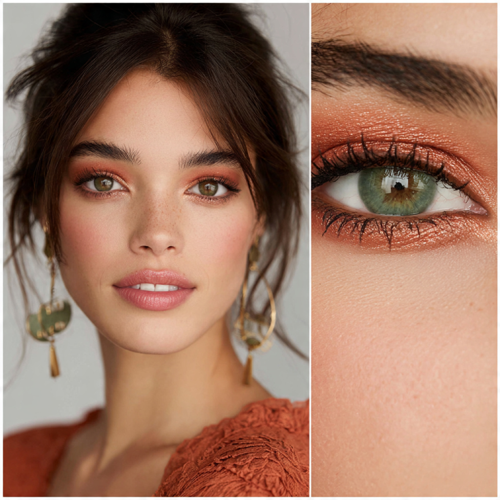 Wedding Makeup Palette in Burnt Orange and Sage Green