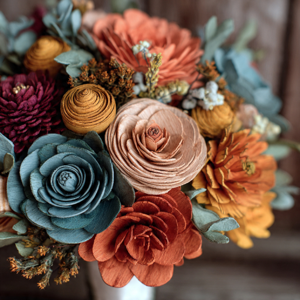Wooden Flower Bouquets for Rustic Charm