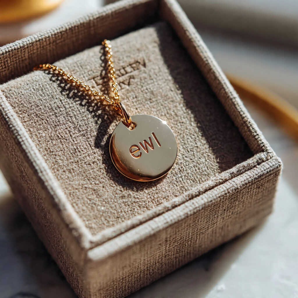 a close up of a delicate gold necklace