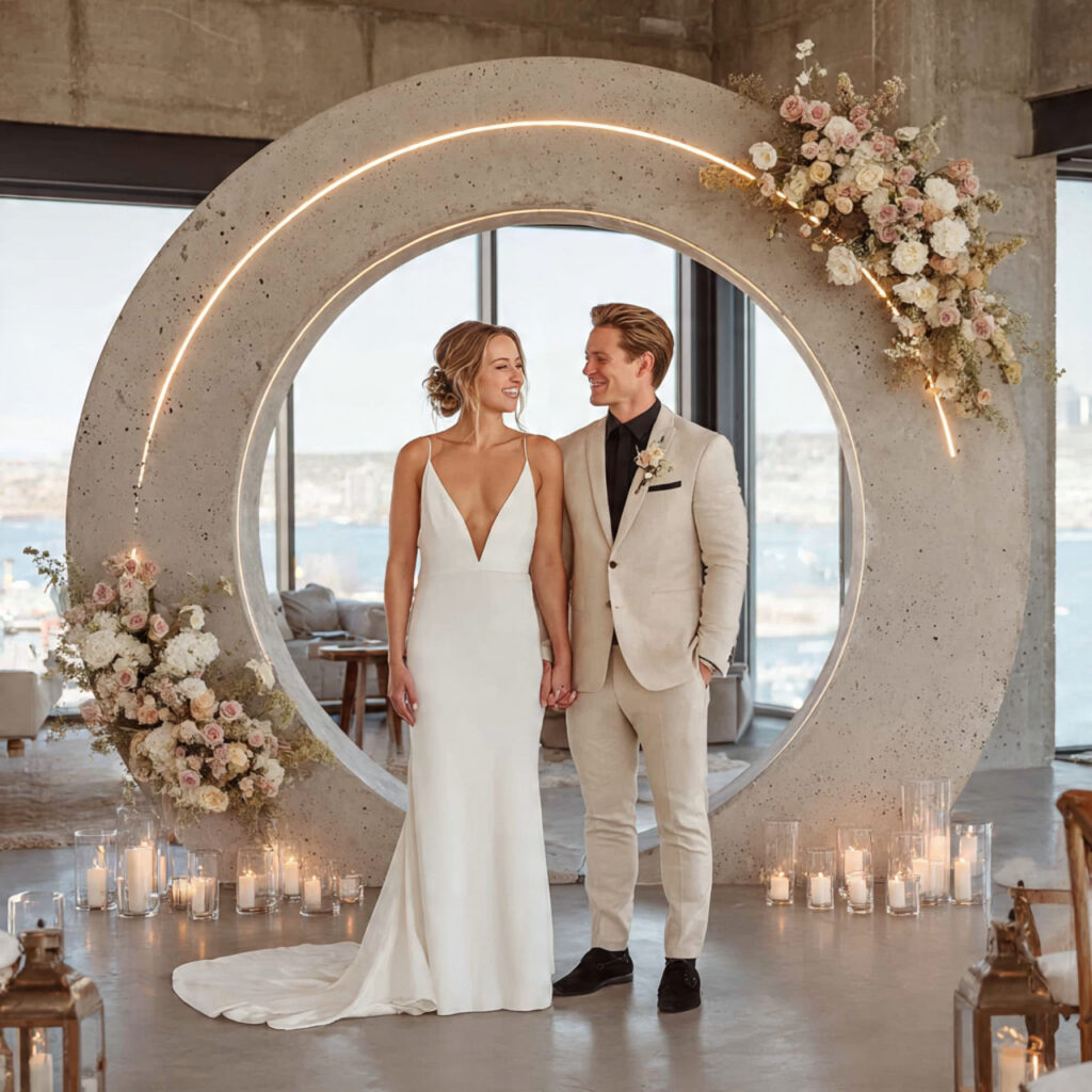 a contemporary wedding ceremony with modern d cor