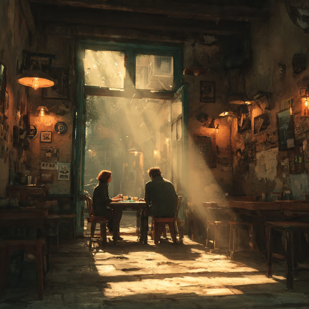 a couple playing a simple board game