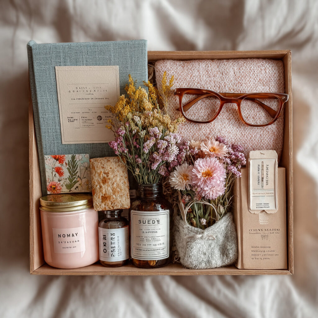 a cozy flat lay of an opened