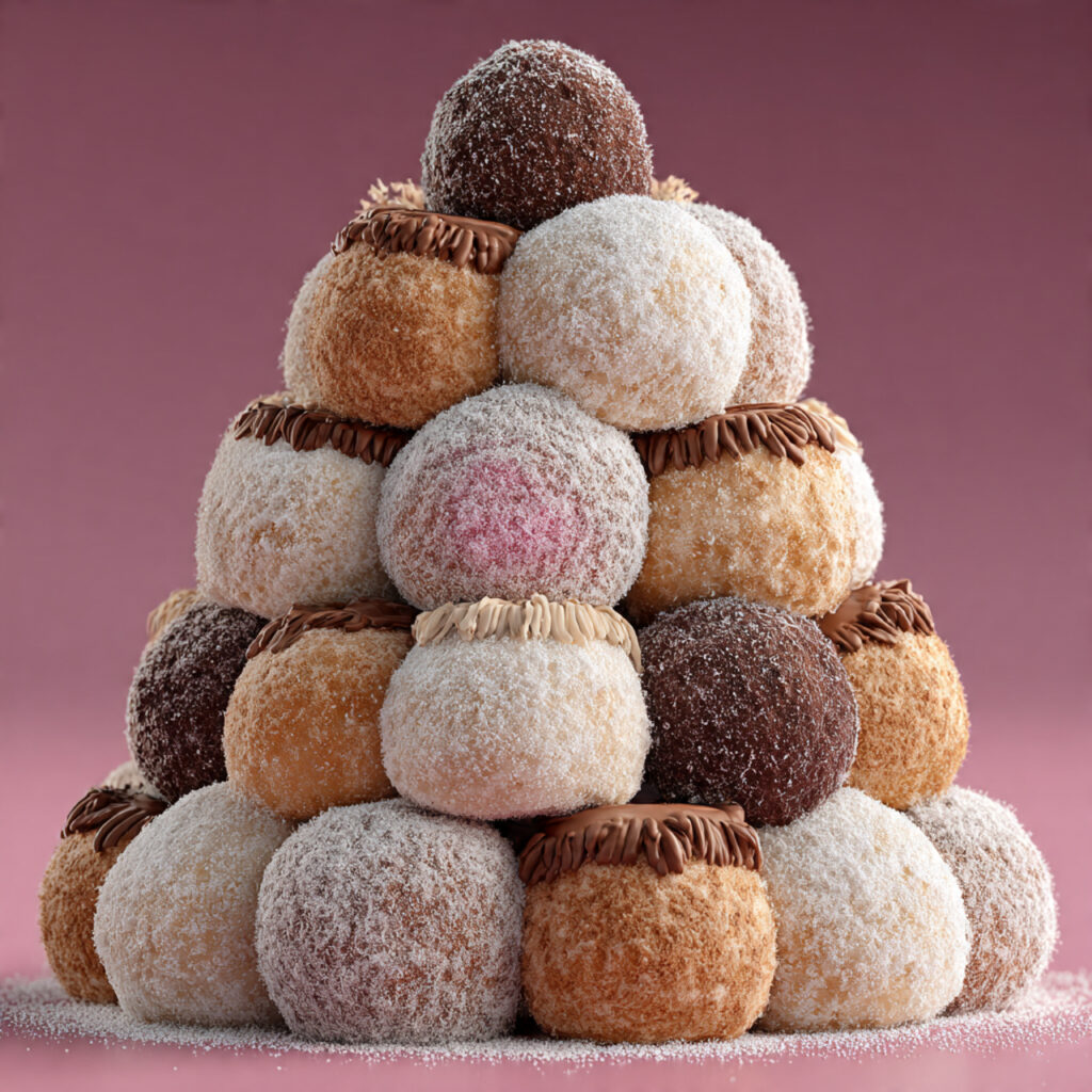 a dome shaped mound made entirely of donut