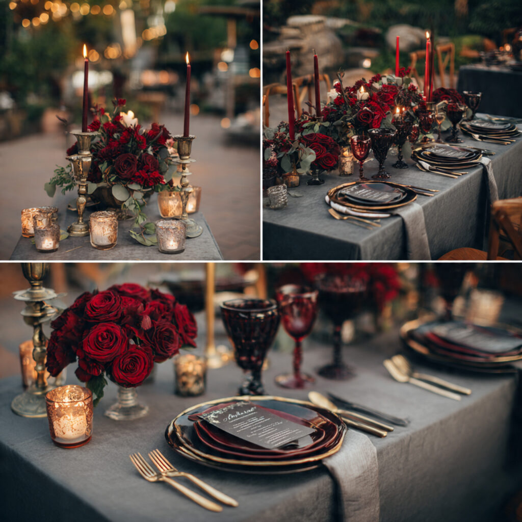 Charcoal Gray and Burgundy November Wedding Colors