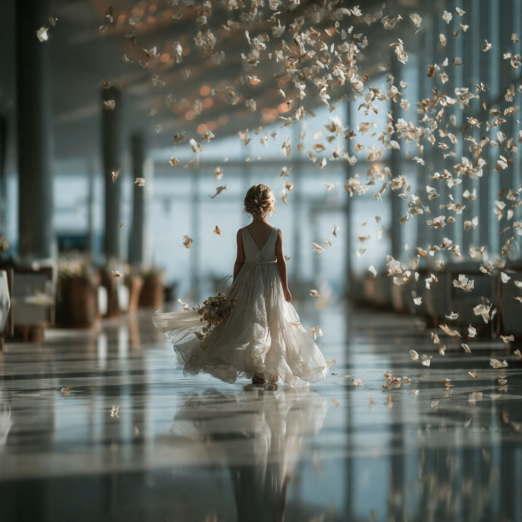 a flower girl using a hand crank petal
