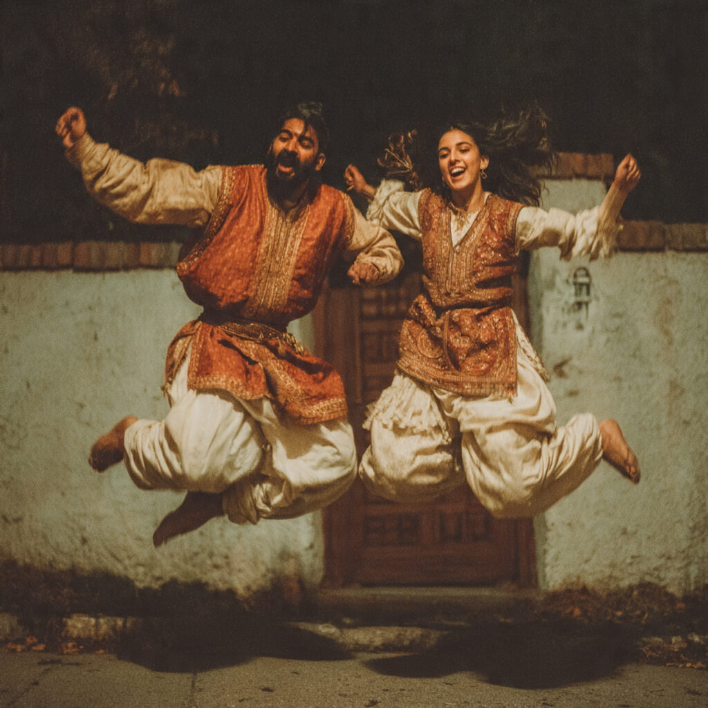 a grown up brother and sister performing 1 1