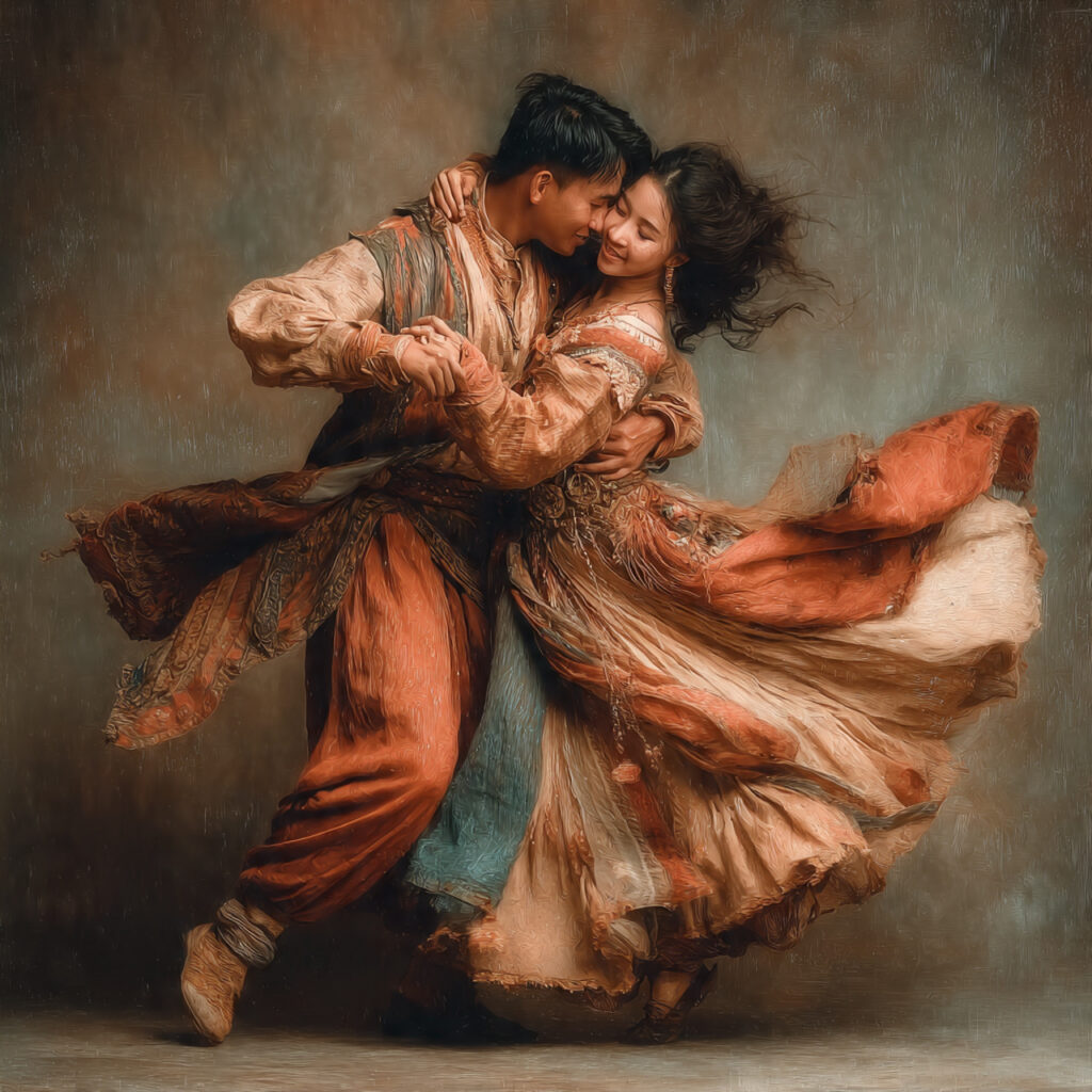 a grown up brother and sister performing