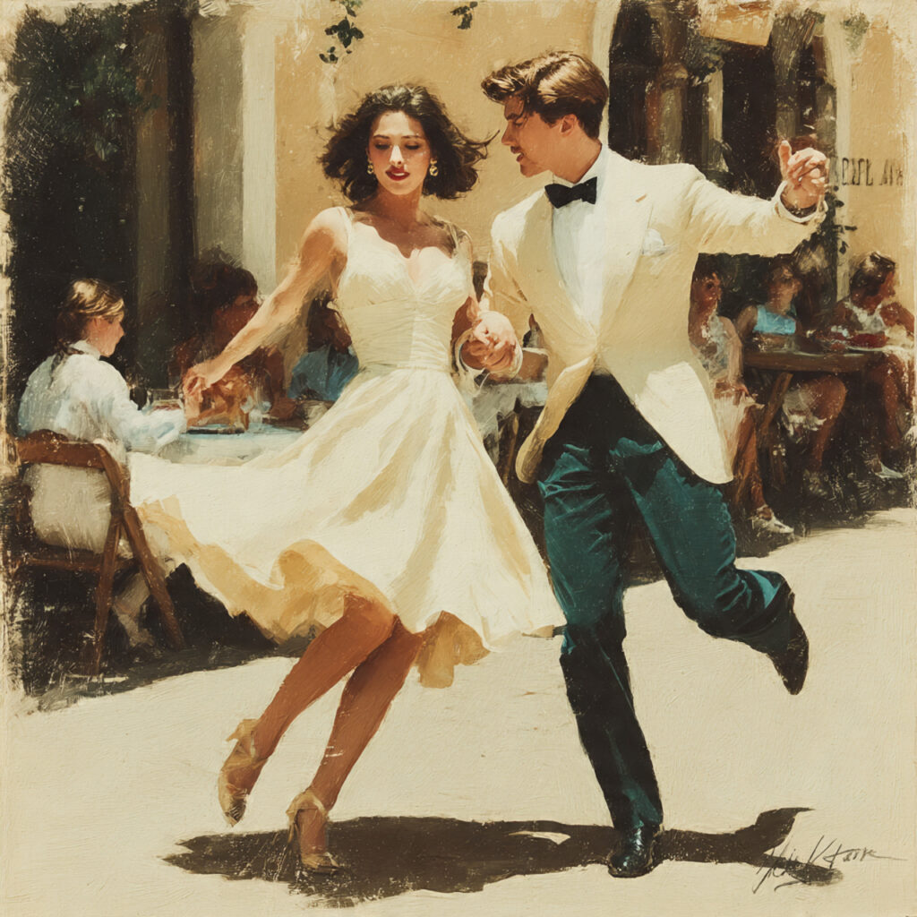 a grown up brother leading his sister