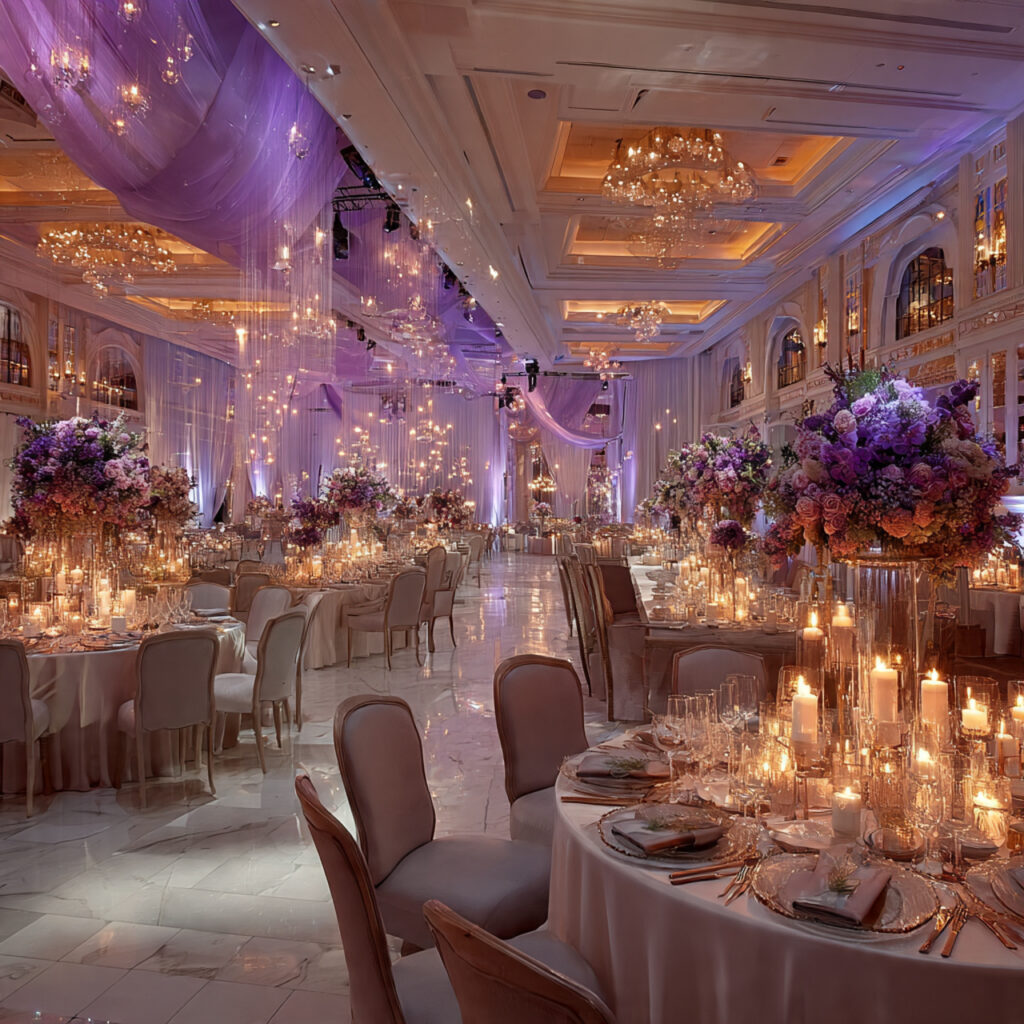 a luxurious wedding venue setup with elegant
