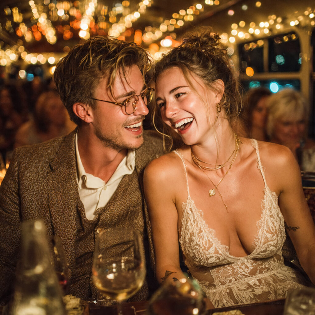 a luxury wedding party bus filled with