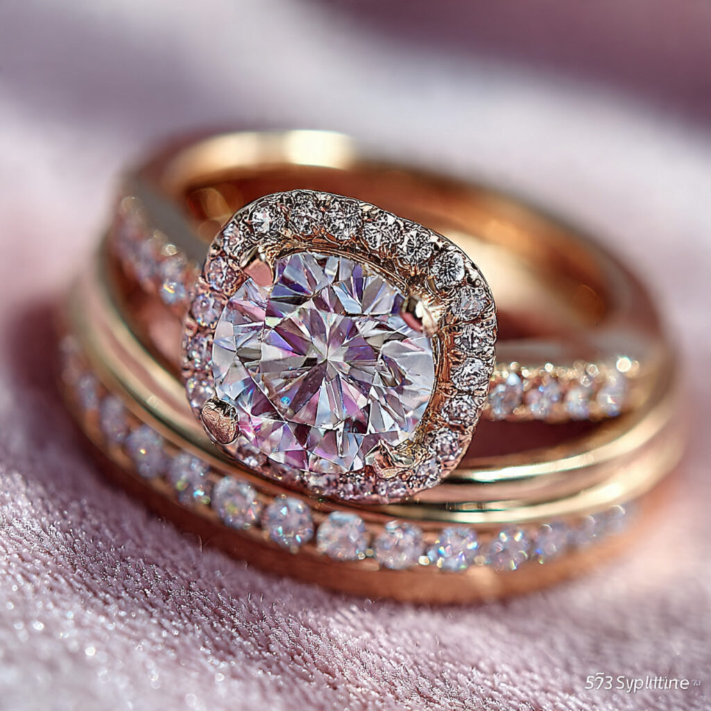 a macro shot of wedding rings placed