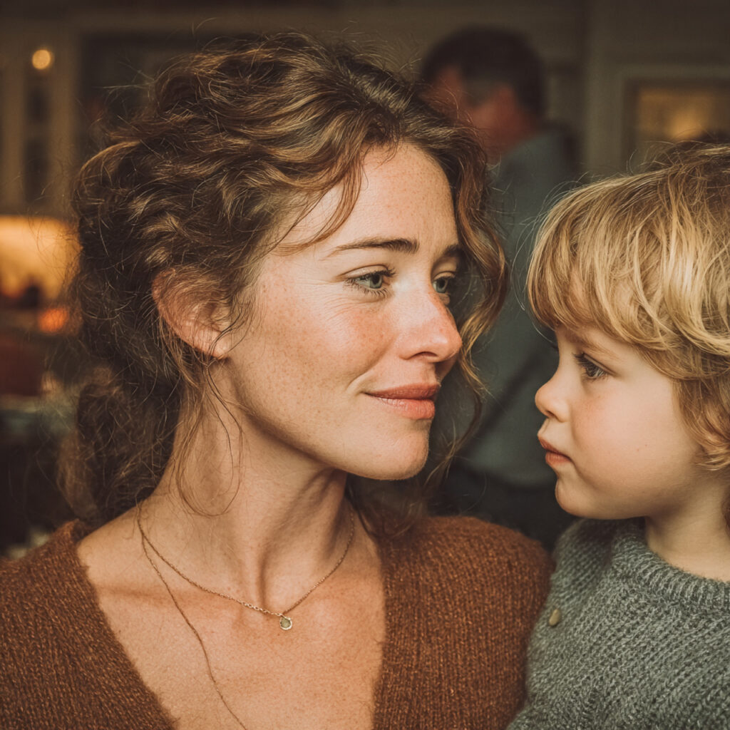 a mother diplomatically calming a small family