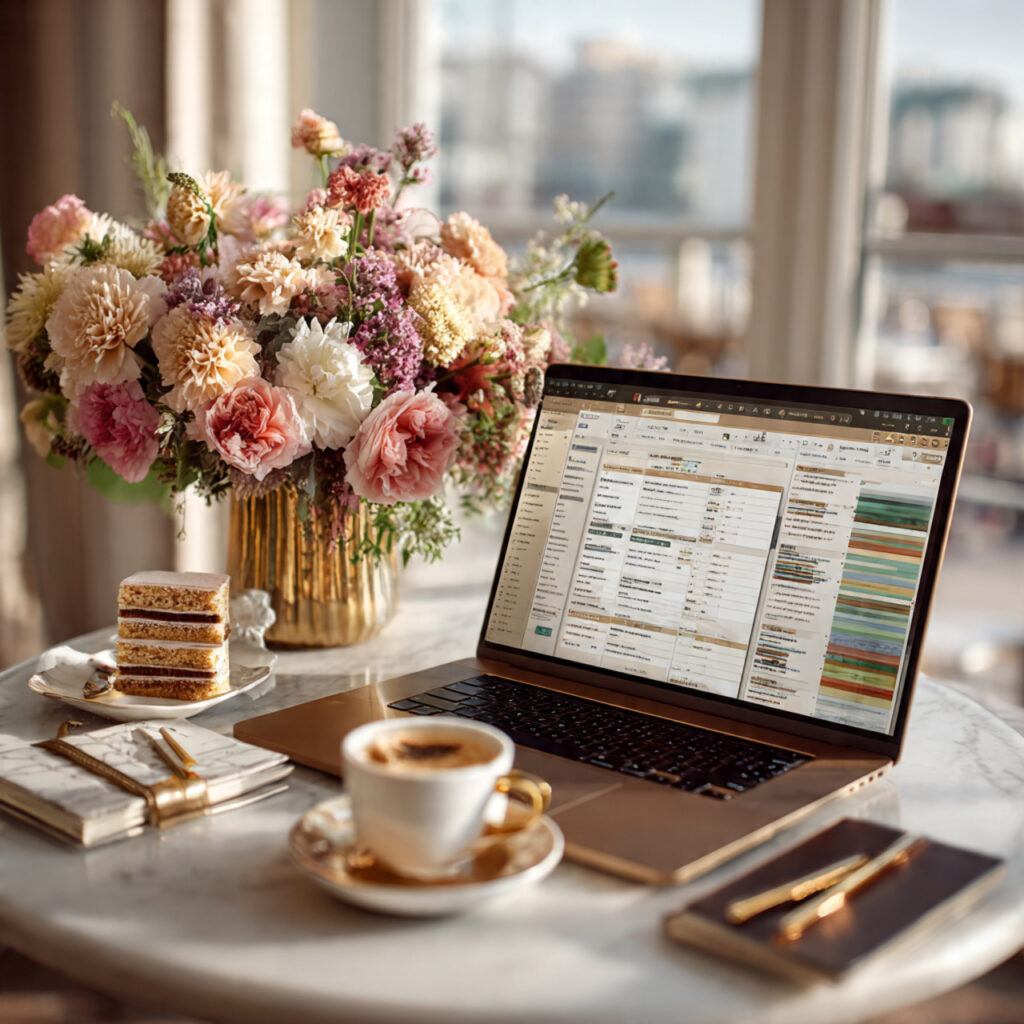 a planner designing structured wedding packages on