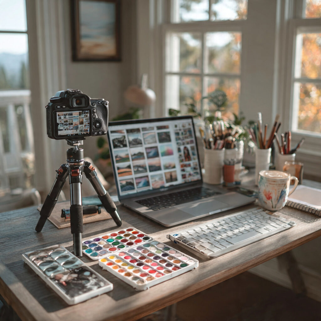 a planner working on a website and