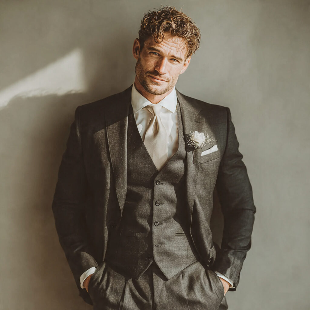 a professional wedding officiant wearing a modern