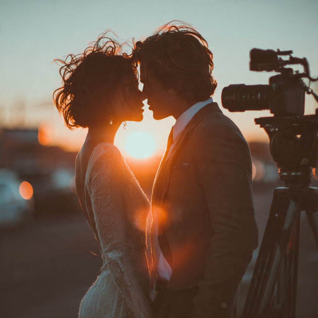a professional wedding photographer capturing a couple
