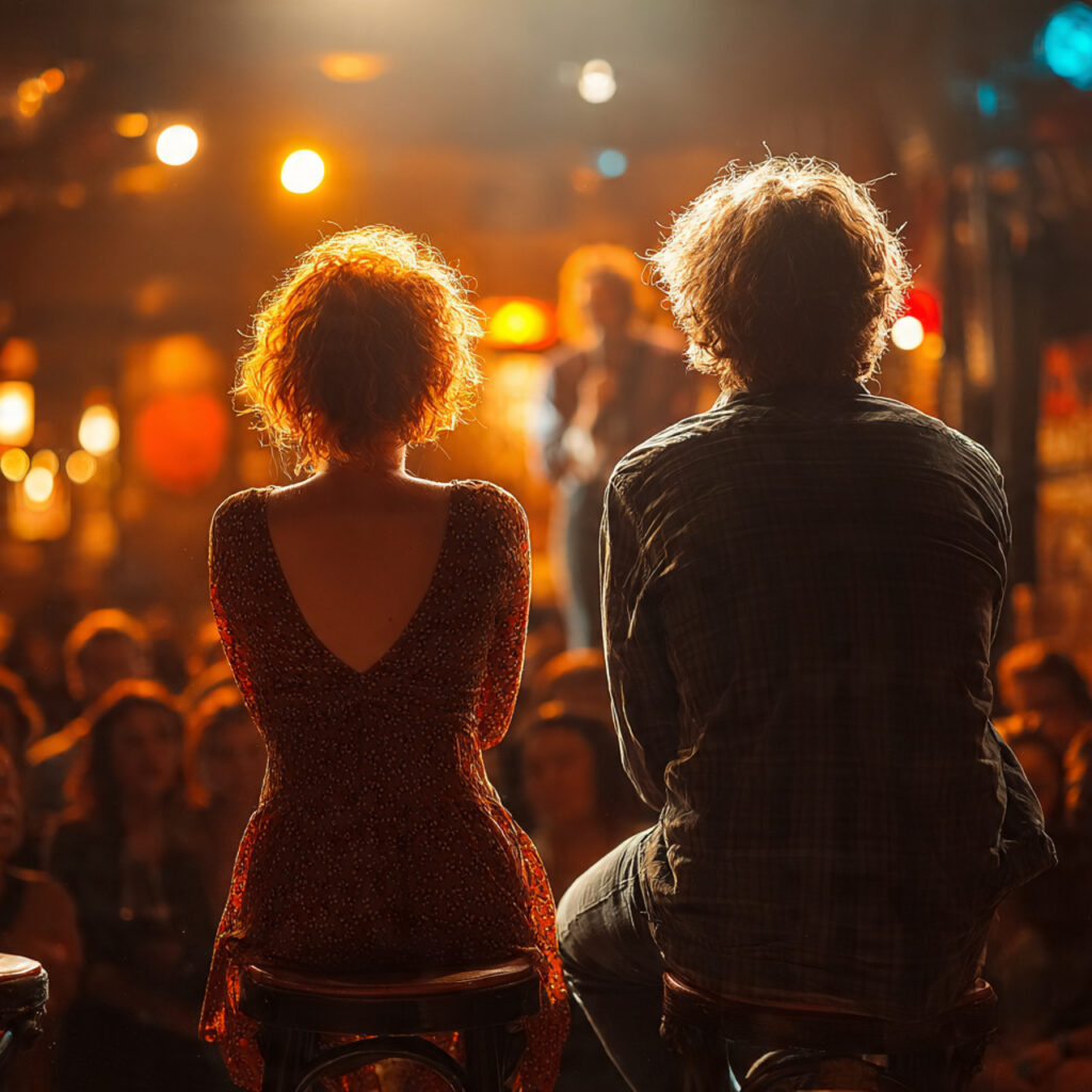 a real couple sitting at a small