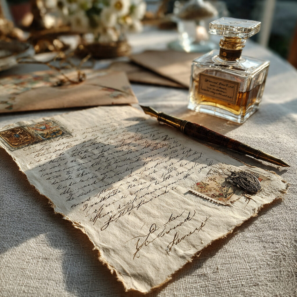 a romantic handwritten love letter on textured