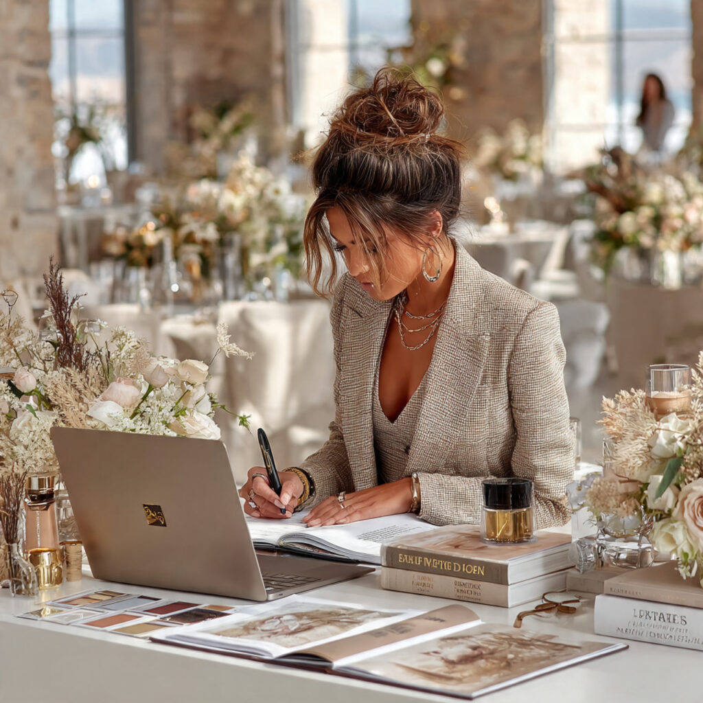 a wedding planner attending an online certification