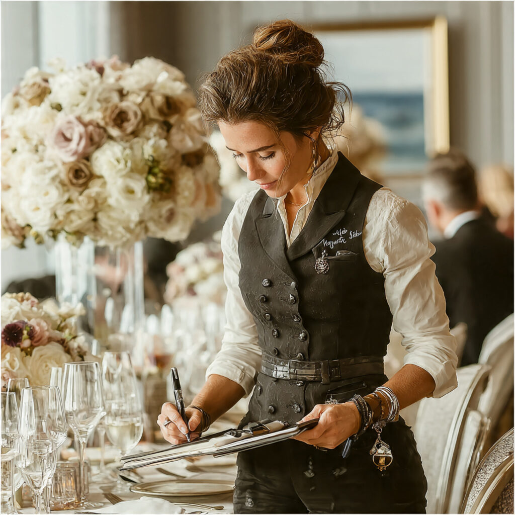 a wedding planner performing duties coordinating vendors