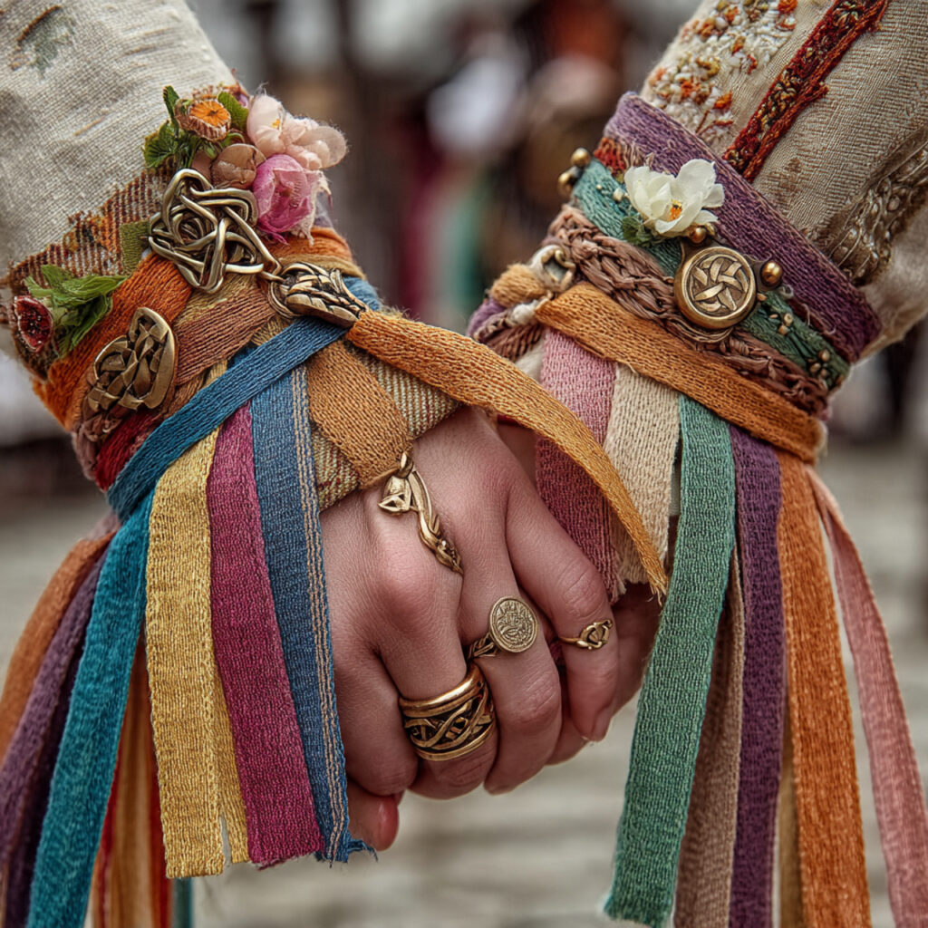 an irish wedding handfasting ceremony couple s hands