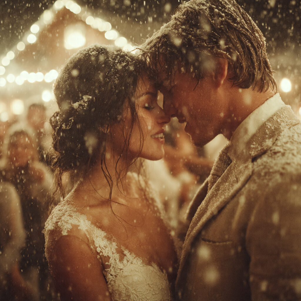 18 Stunning Wedding Send Off Ideas for an Unforgettable Exit 11 artificial snowflakes falling around the bride and