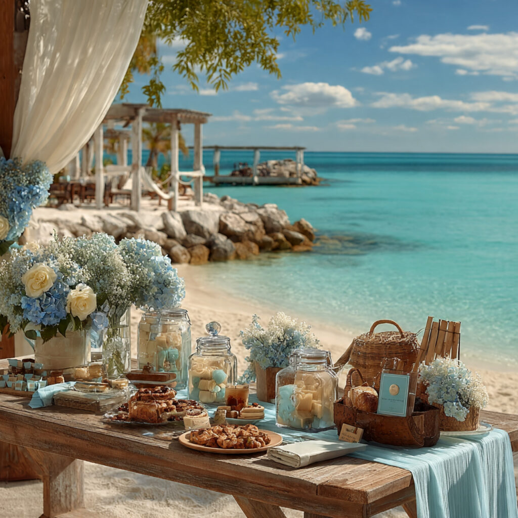 beach destination wedding setup with small lightweight