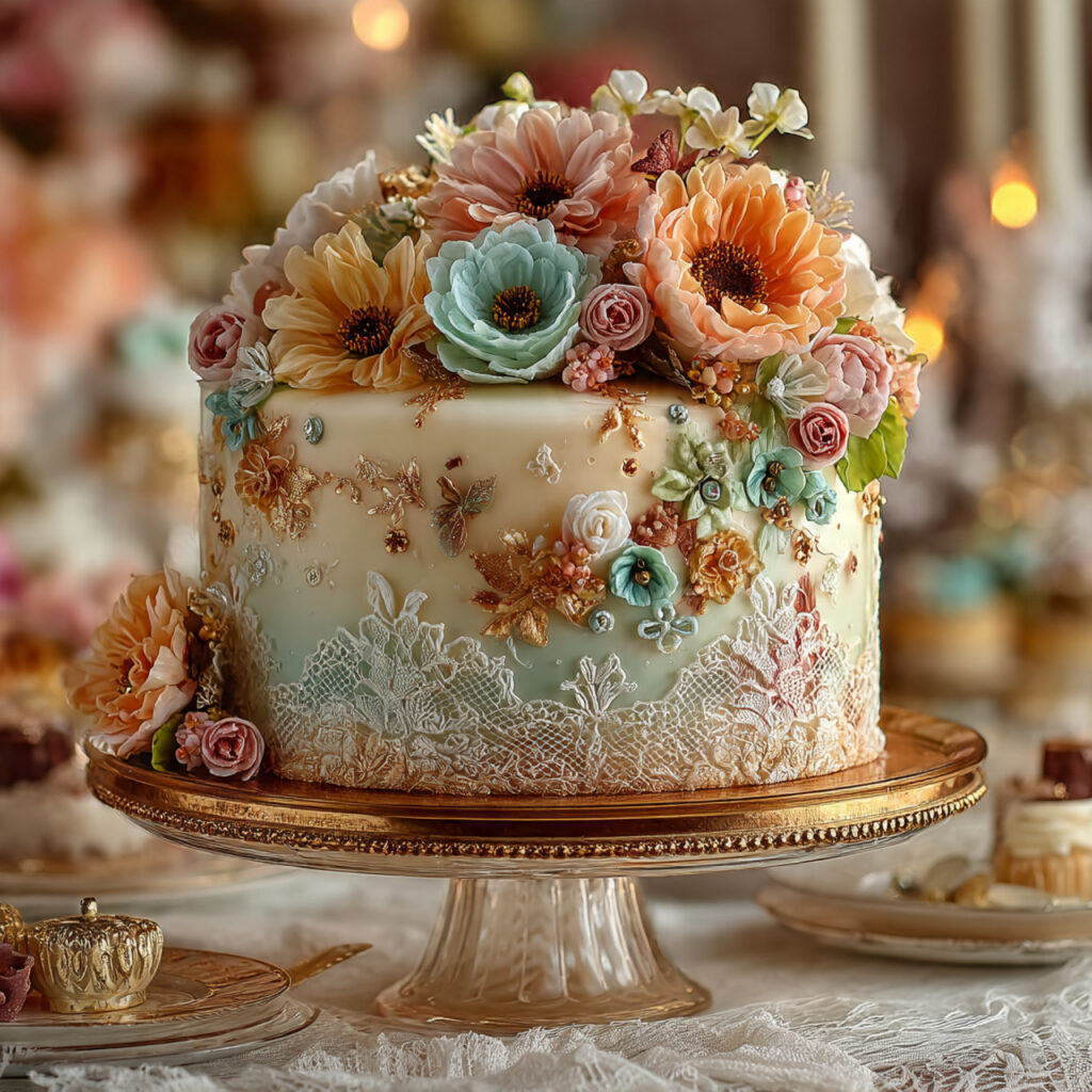 beautiful anniversary cake with edible lace d cor