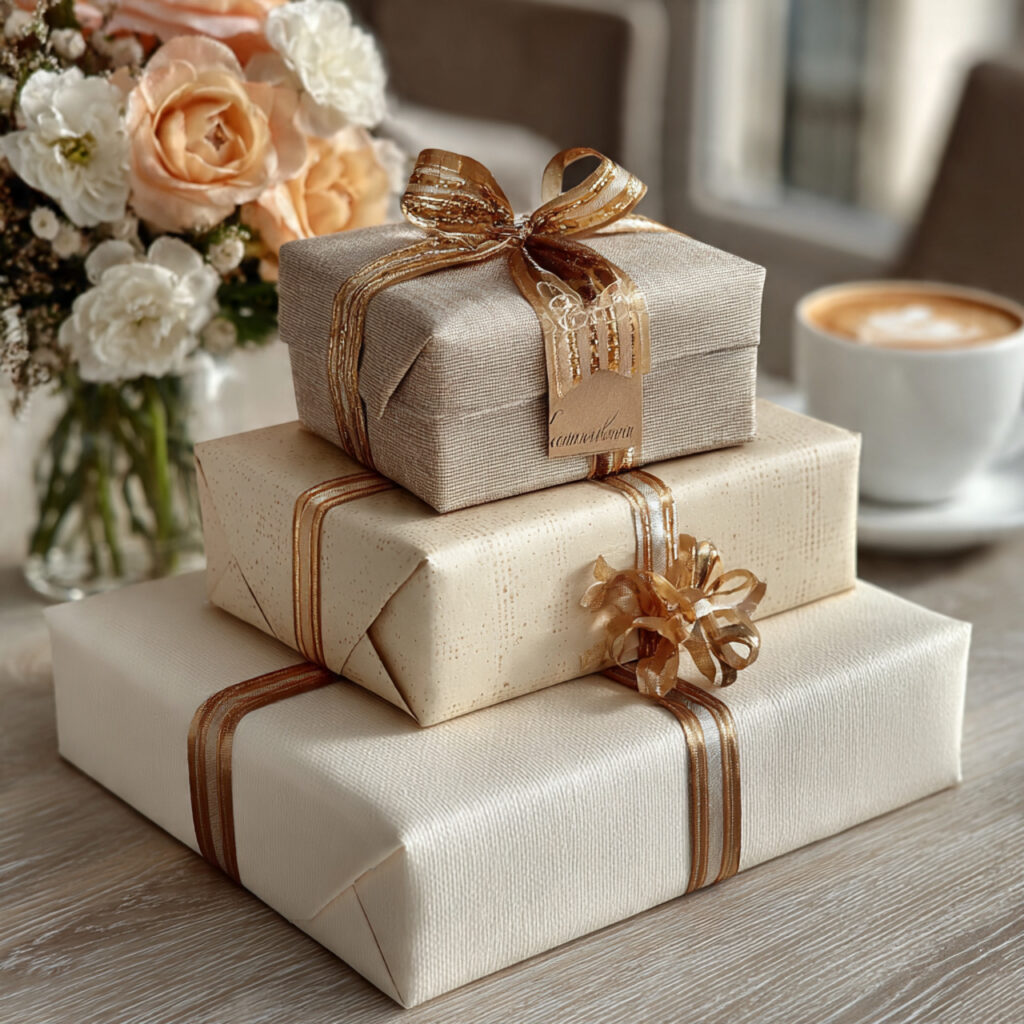 21 Bridal Shower Etiquette rules to Plan a Beautiful and Polished Event 9 beautifully wrapped practical gifts in neutral wrapping