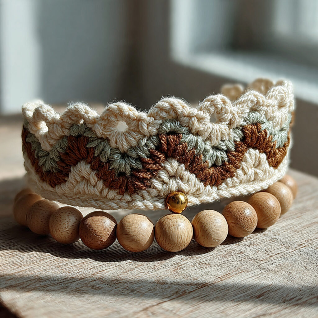 boho crochet bridal garter made of cotton