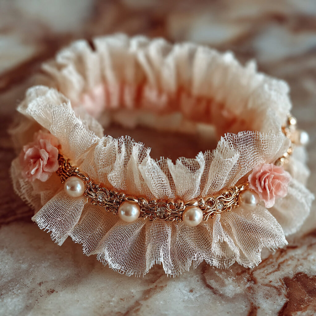 bridal garter with soft tulle ruffles airy