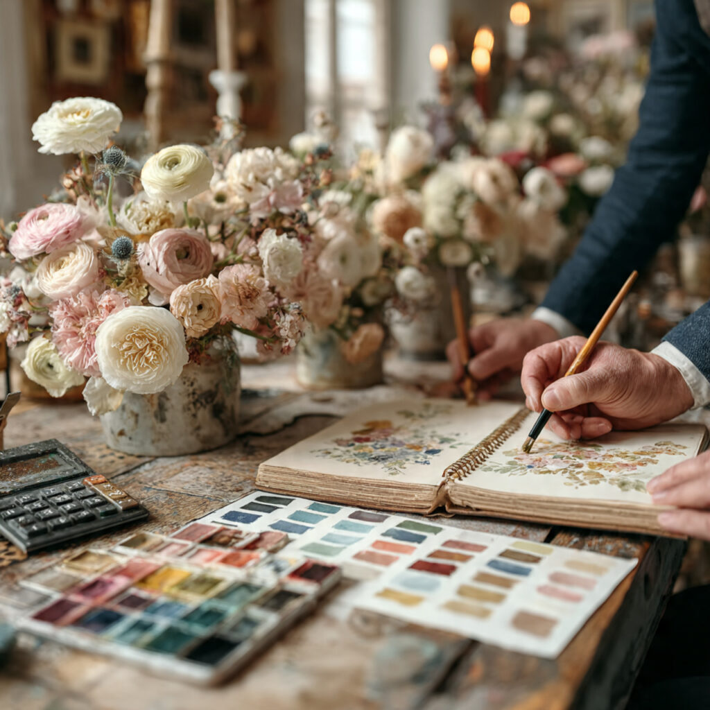 24 Affordable Wedding Flower Cost Ideas for Elegant Celebrations 24 bride and florist discussing floral budget with