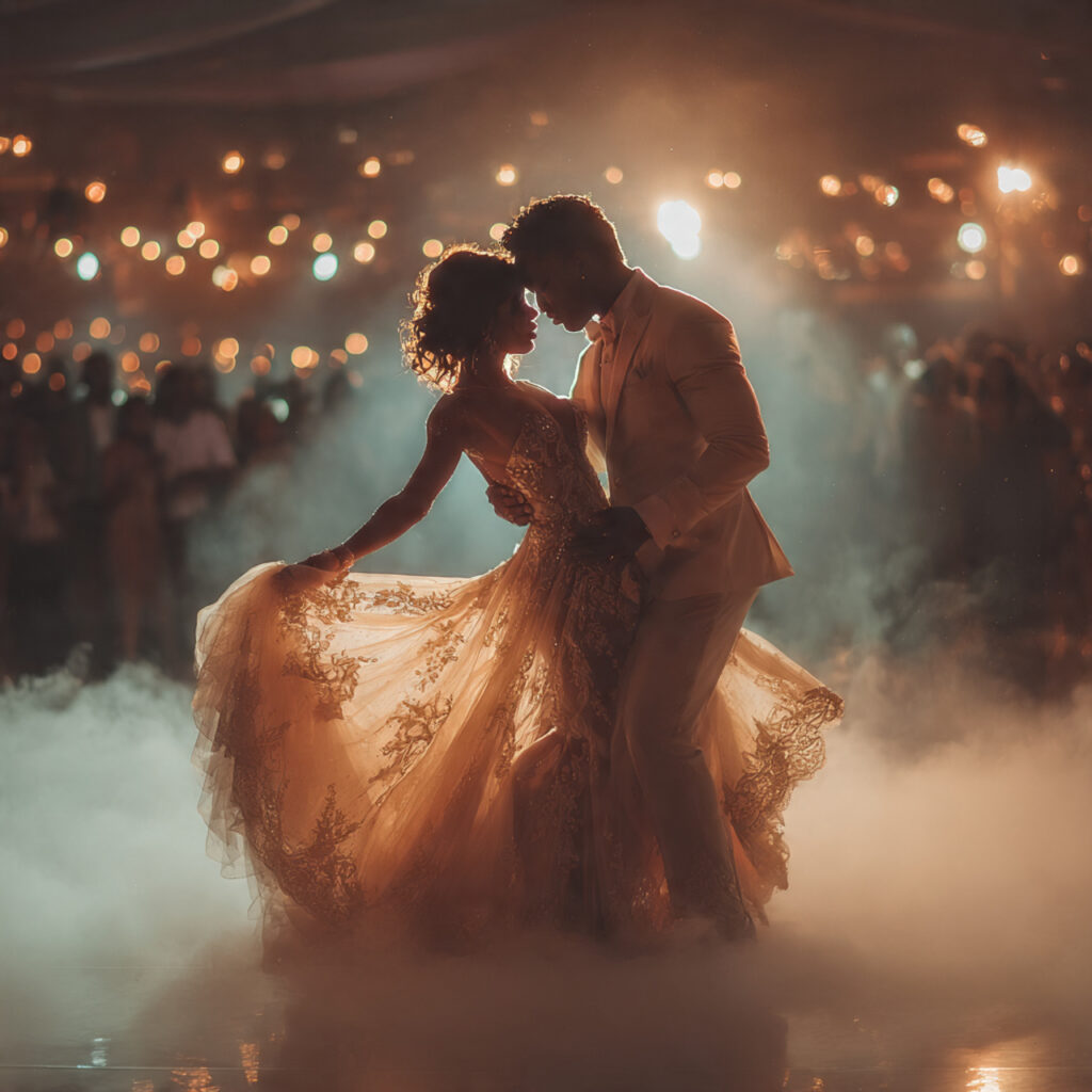 bride and groom having their first dance