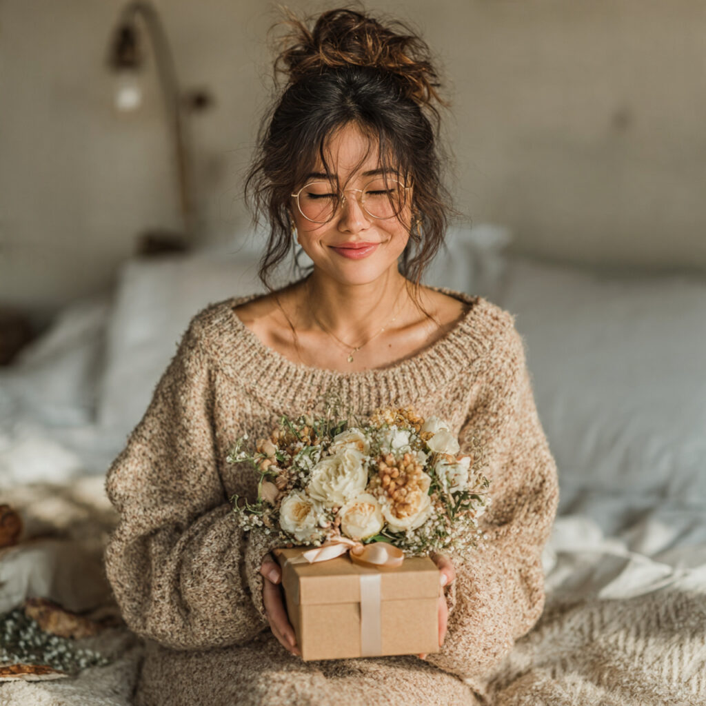 21 Bridal Shower Etiquette rules to Plan a Beautiful and Polished Event 13 bride opening gifts calmly at a minimalistic